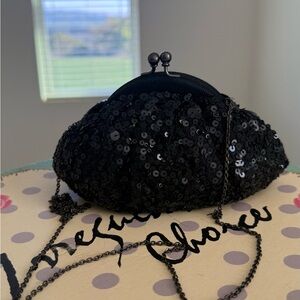 Elegant Black Sequin Clutch